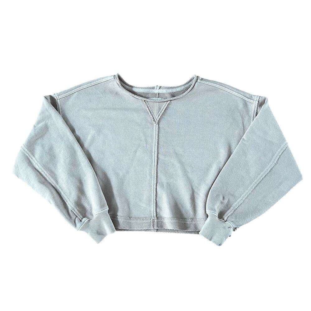 Aerie Cream Textured Square Neck Oversized Crop Top | XS